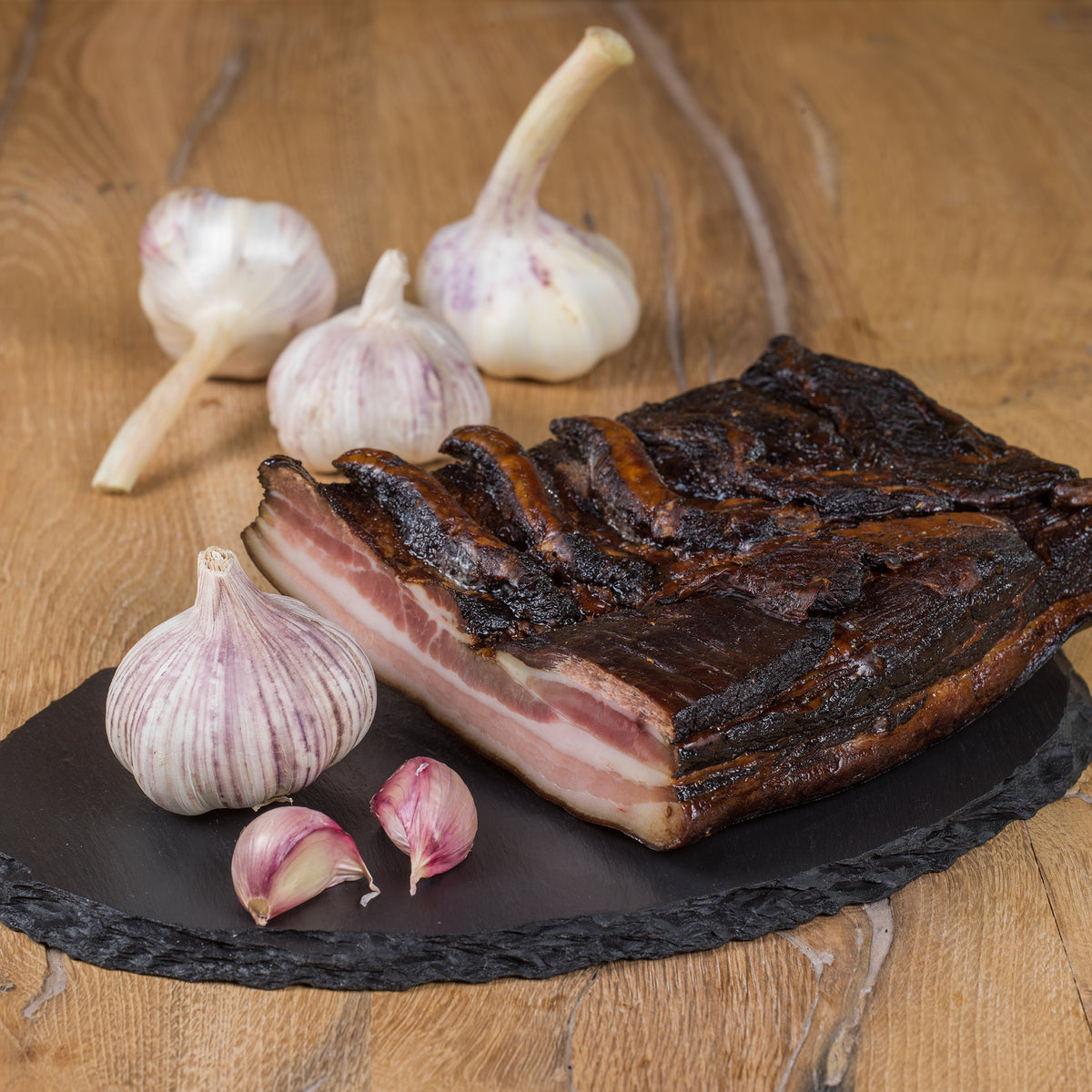 Knoblauchspeck – halbe Seite